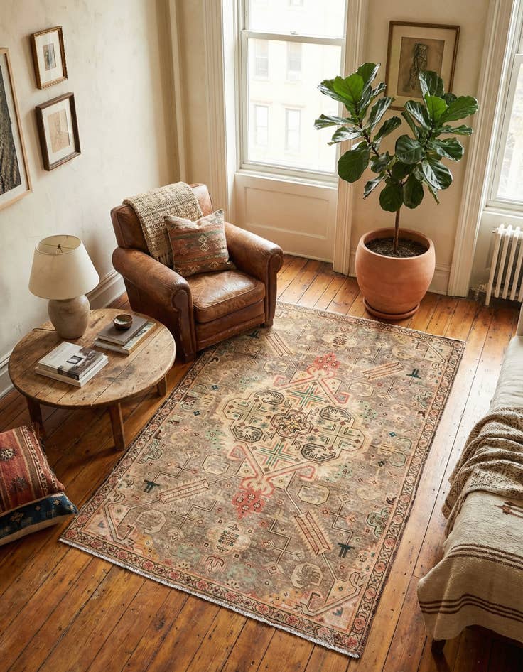 Detail image of 3' 6 x 5' 5 Hand Knotted Ultra Vintage Persian Wool Rug