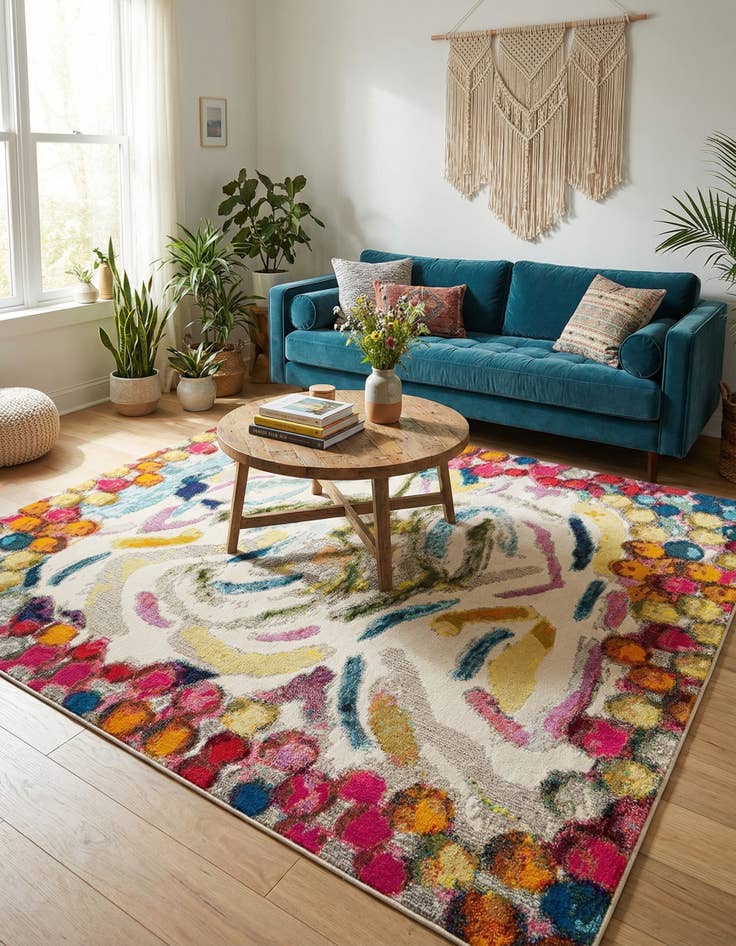 Detail image of 9' 10 x 9' 10  Washable Vivid Square Rug