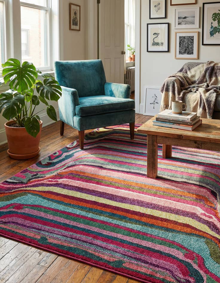 Detail image of 5' x 8'  Washable Spectrum Rug