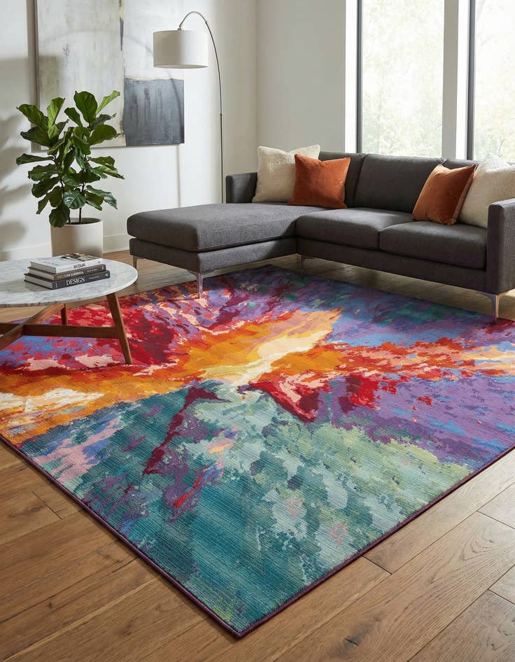 Detail image of 10' x 10'  Washable Modern Indoor / Outdoor Square Rug