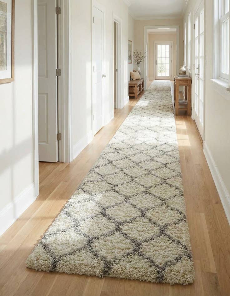 Detail image of 3' 3 x 16' 5 Trellis Shag Runner Rug