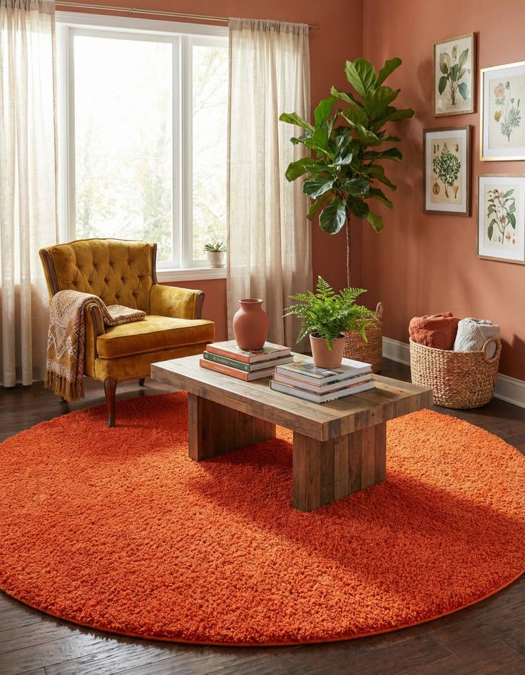 Detail image of 7' 10 x 7' 10 Solid Shag Round Rug