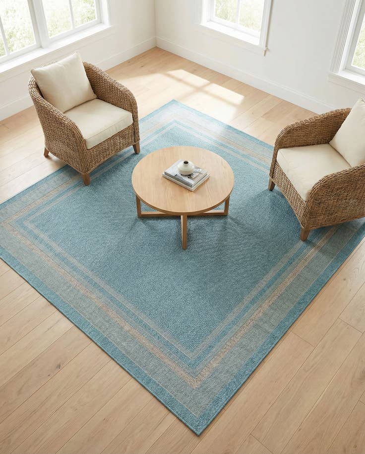 Detail image of 7' 10 x 7' 10 Easy-Clean Border Indoor / Outdoor Square Rug