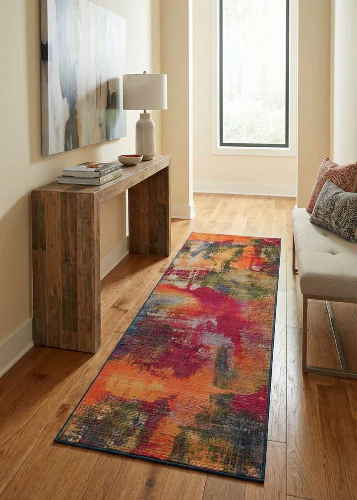 2' 7 x 7' Easy-Clean Modern Indoor / Outdoor Runner Rug