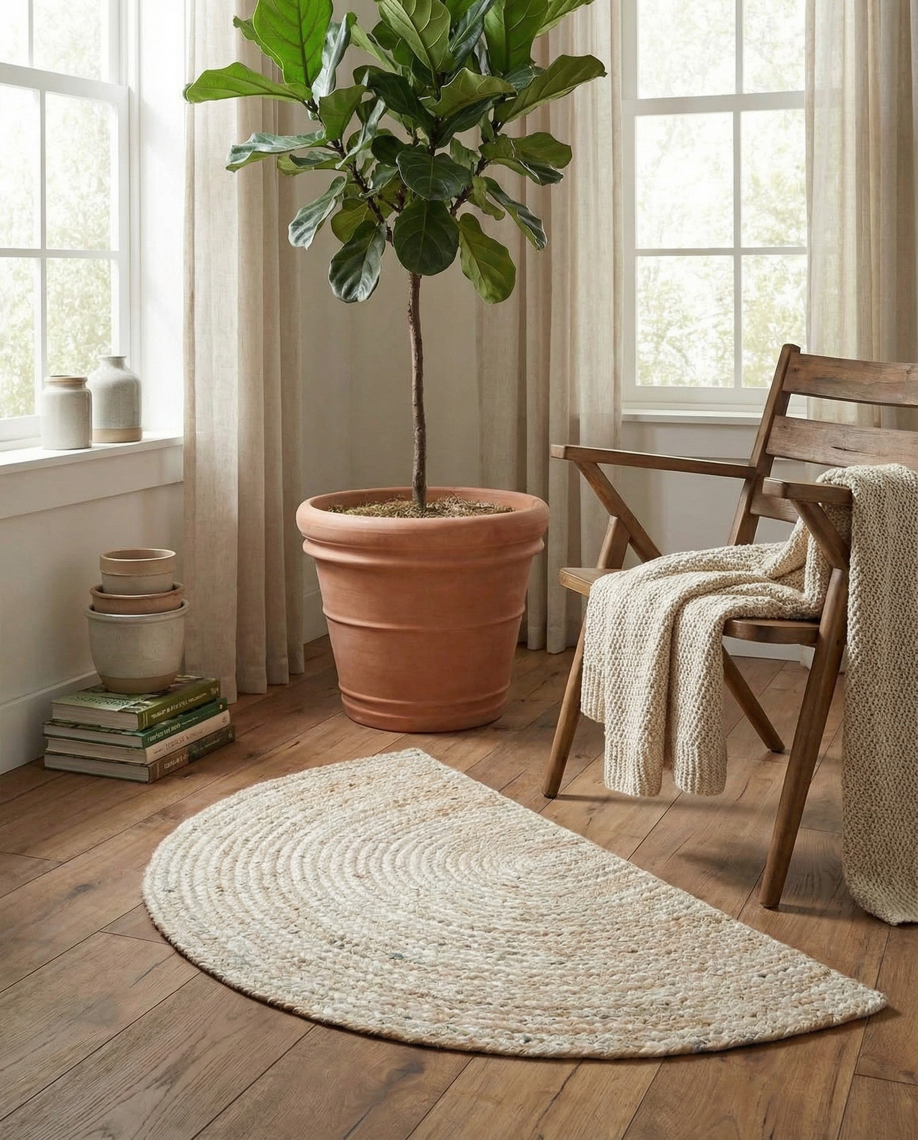 2' 2 x 3' 7 Handmade Braided Jute Hearth Rug