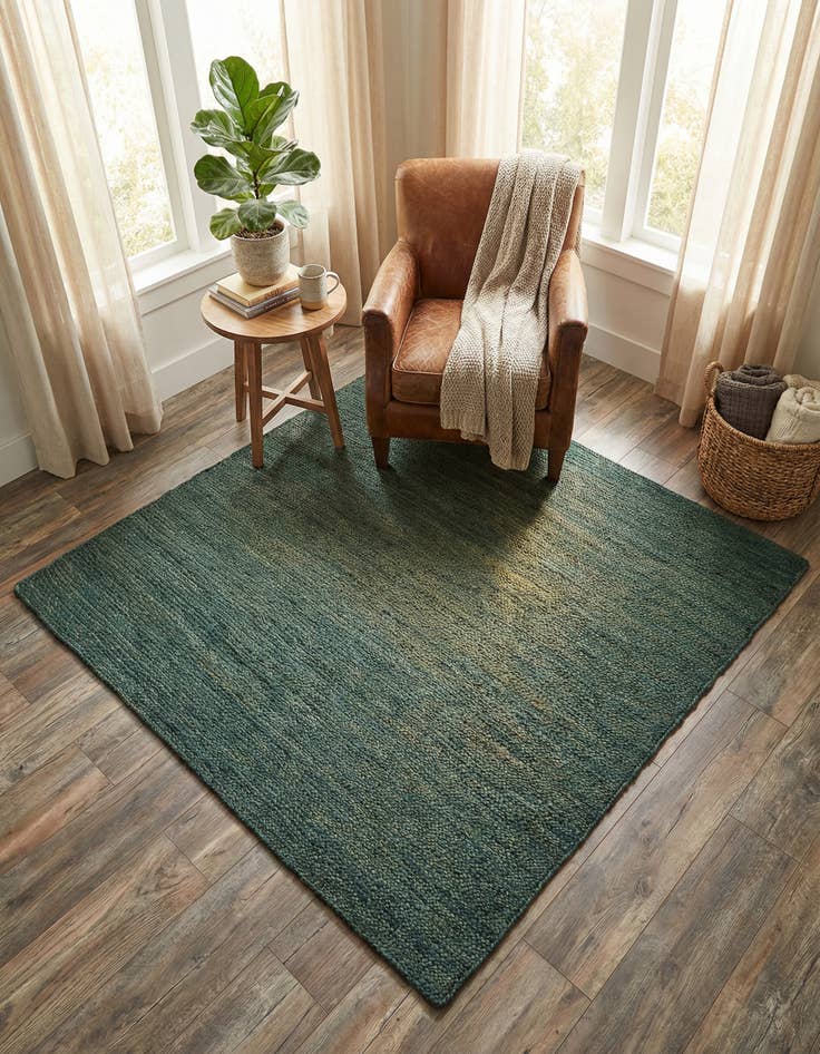 Detail image of 5' 3 x 5' 3 Handmade Braided Jute Square Rug