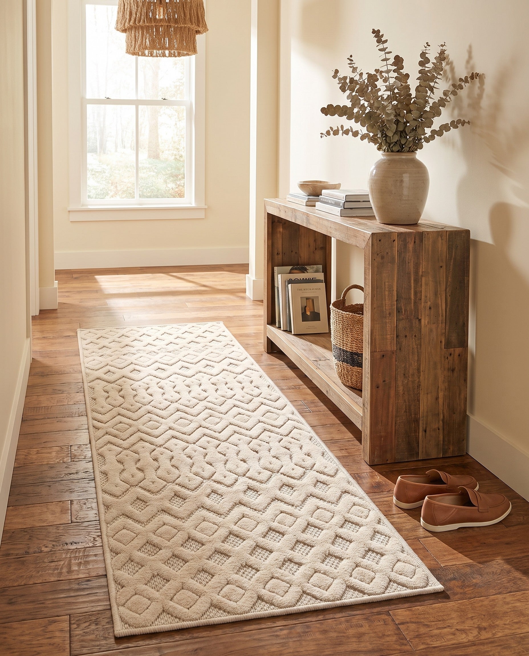 2' x 5' Easy-Clean Trellis Textured Indoor / Outdoor Runner Rug