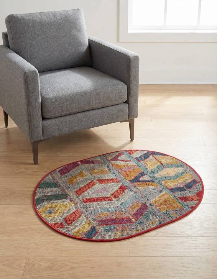 Detail image of 2' 2 x 3' Washable Modern Indoor / Outdoor Oval Rug