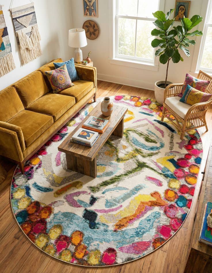 Detail image of 7' 10 x 10' Washable Vivid Oval Rug