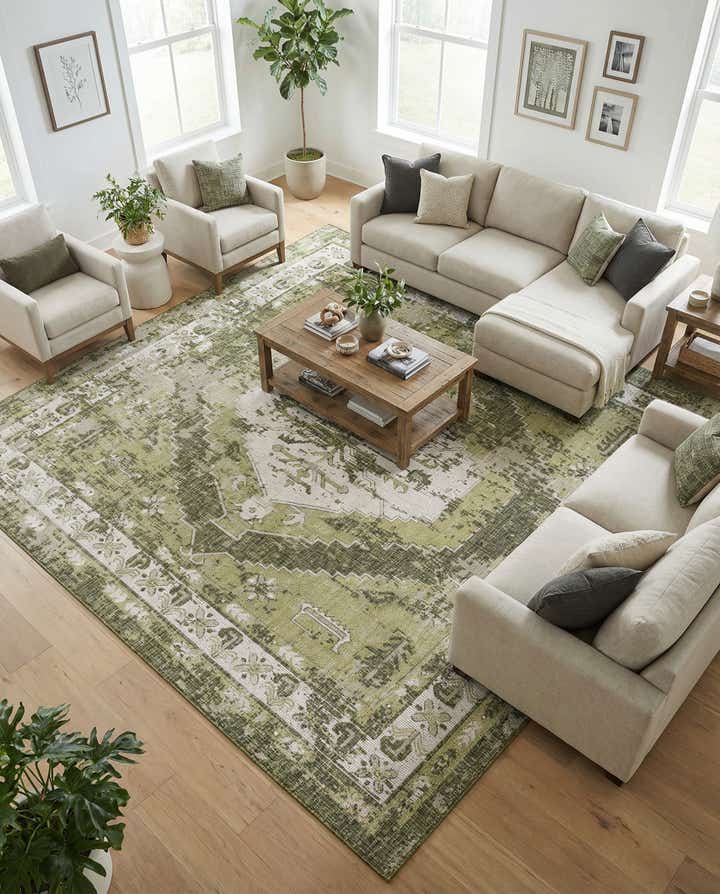 10' x 10' Easy-Clean Traditional Indoor / Outdoor Square Rug