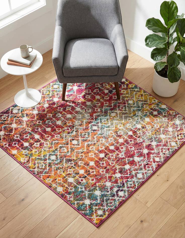 Detail image of  4' x 4' Moroccan Trellis Square Rug