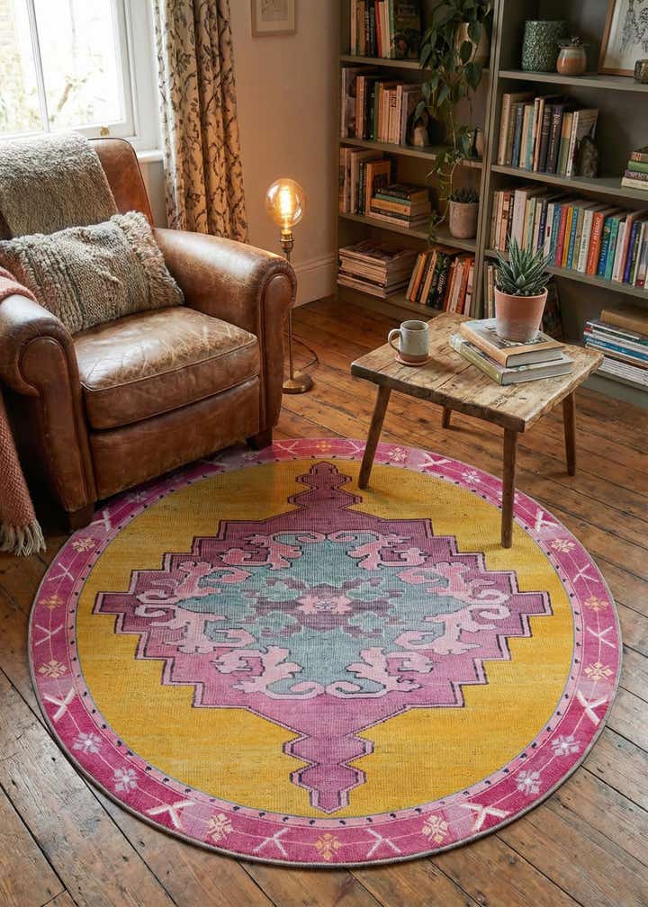 5' x 5' Washable Timeless Round Rug