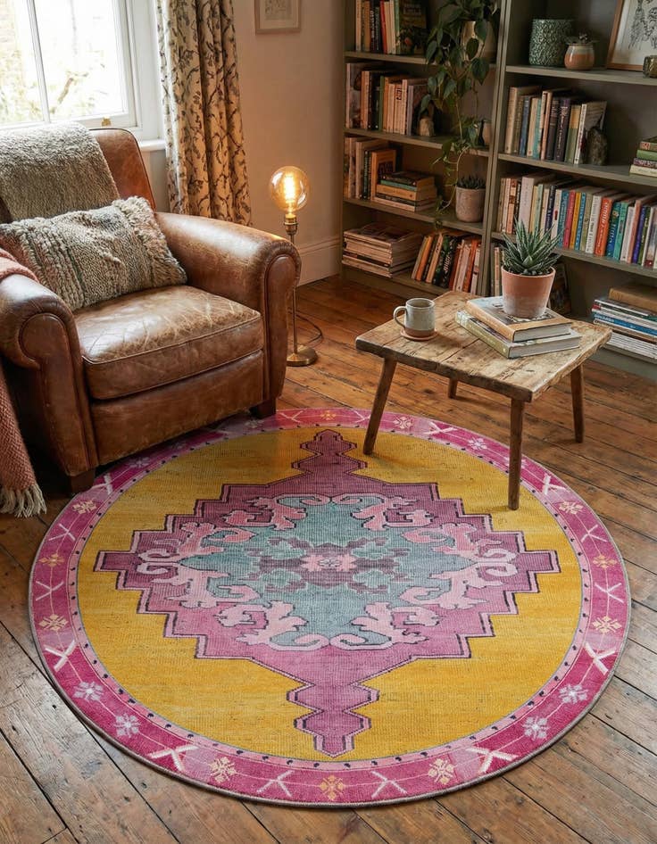 Detail image of 5' x 5' Washable Timeless Round Rug