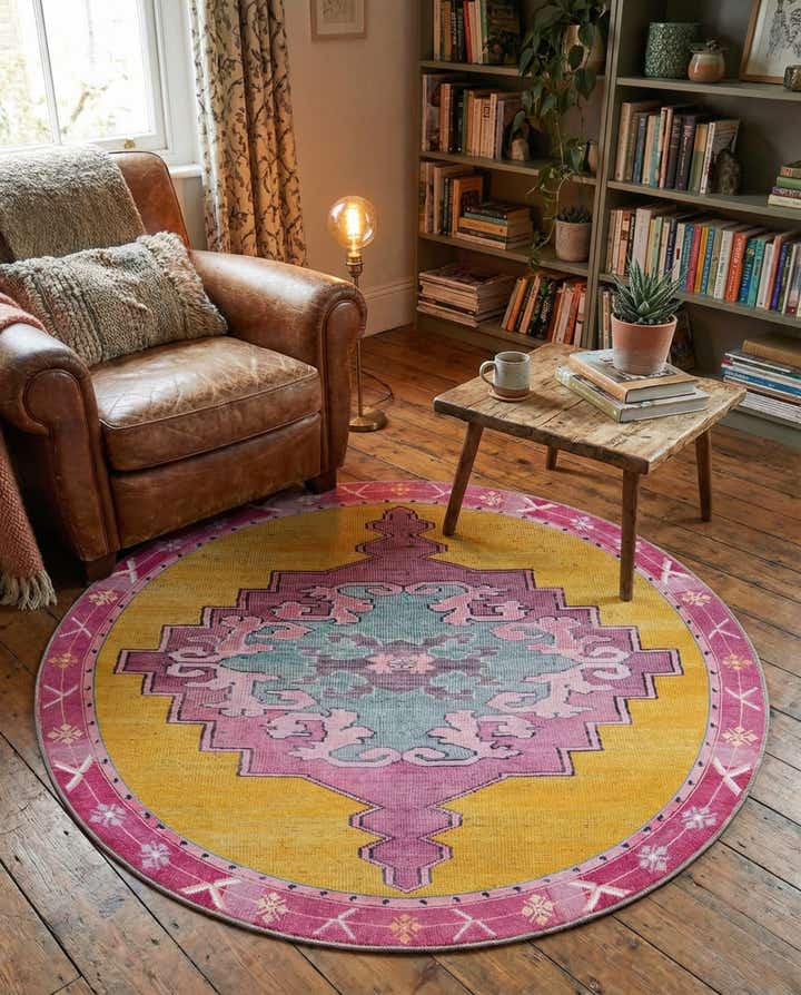 5' x 5' Washable Timeless Round Rug
