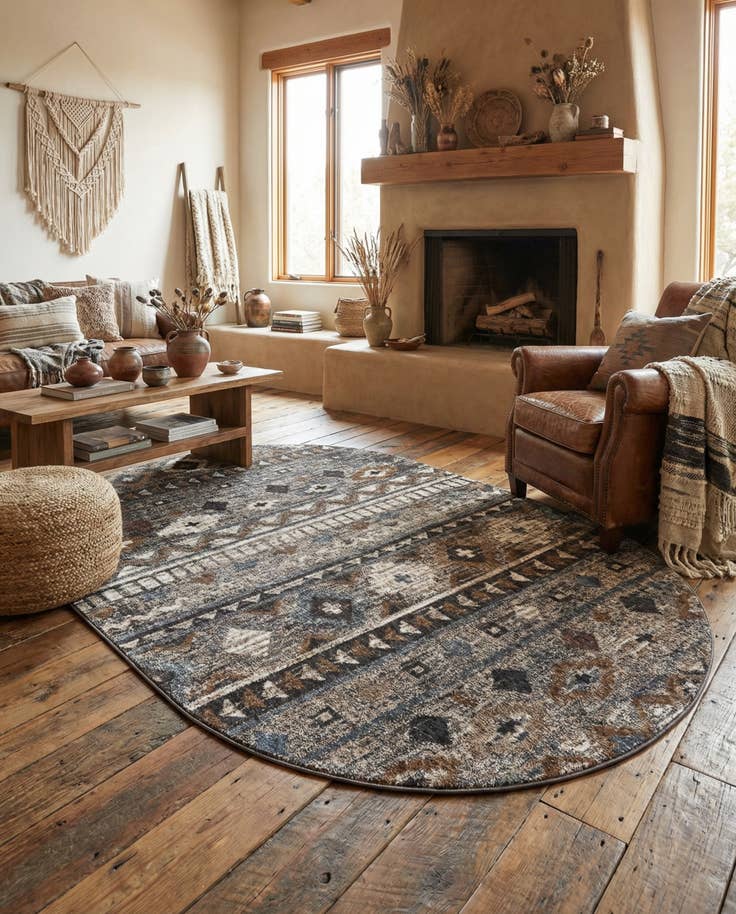 Detail image of 5' 3 x 8' Eco Southwestern Oval Rug