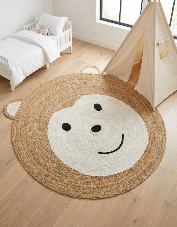 Detail image of 7' 10 x 7' 10  Hand Braided Kids Braided Jute Round Rug