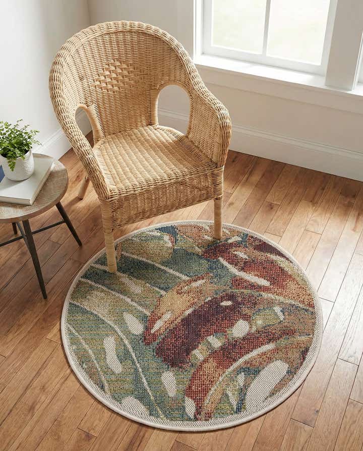 3' 3 x 3' 3 Easy-Clean Baja Indoor / Outdoor Round Rug