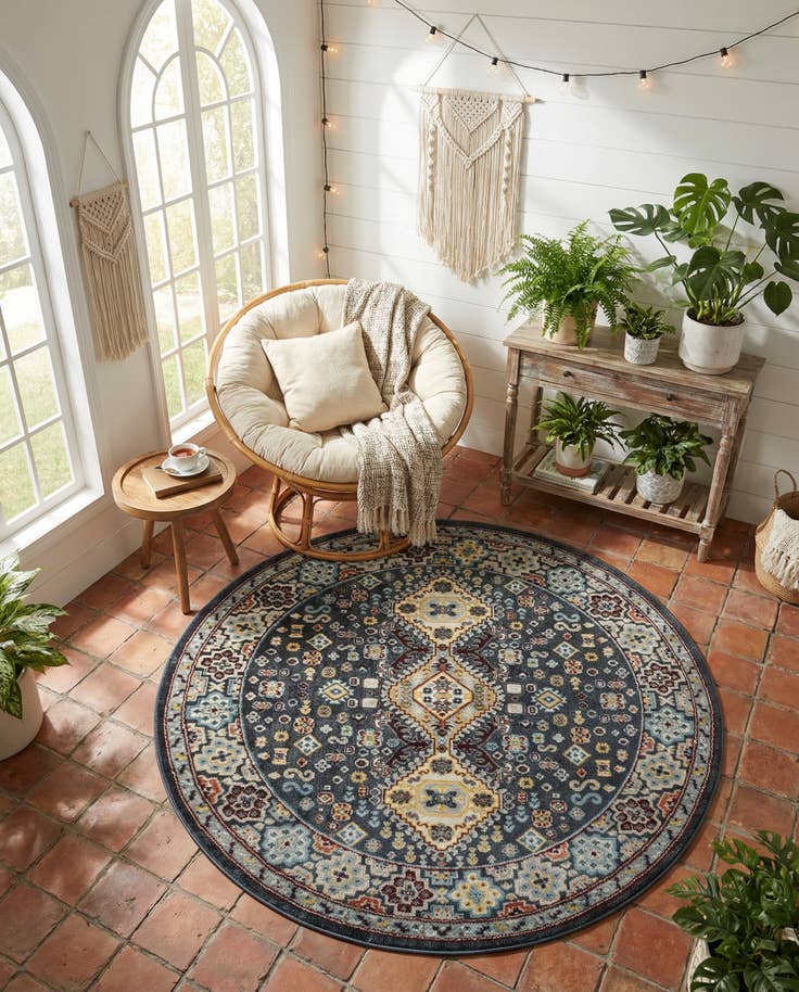 Detail image of 5' 3 x 5' 3 Kamala Washable Round Rug
