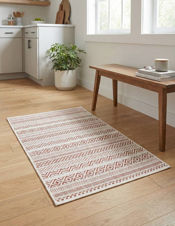 Detail image of 2' x 3' Easy-Clean Striped Indoor / Outdoor Rug