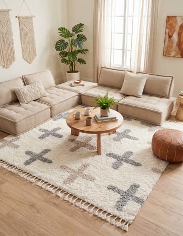 Ivory Athena Shag Square Rug