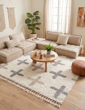 Ivory Athena Shag Square Rug
