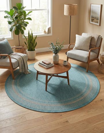 7' 10 x 7' 10 Easy-Clean Border Indoor / Outdoor Round Rug