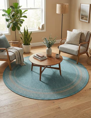 7' 10 x 7' 10 Easy-Clean Border Indoor / Outdoor Round Rug
