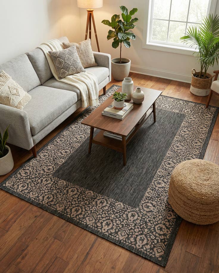 Detail image of 5' 3 x 8' Easy-Clean Border Indoor / Outdoor Rug