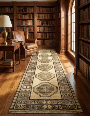 2' 9 x 9' 8 Hand Knotted Oushak Wool Runner Rug