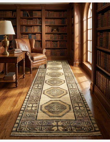 2' 9 x 9' 8 Hand Knotted Oushak Wool Runner Rug