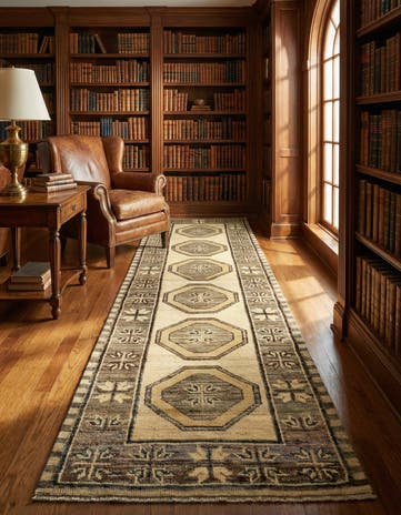 2' 9 x 9' 8 Hand Knotted Oushak Wool Runner Rug