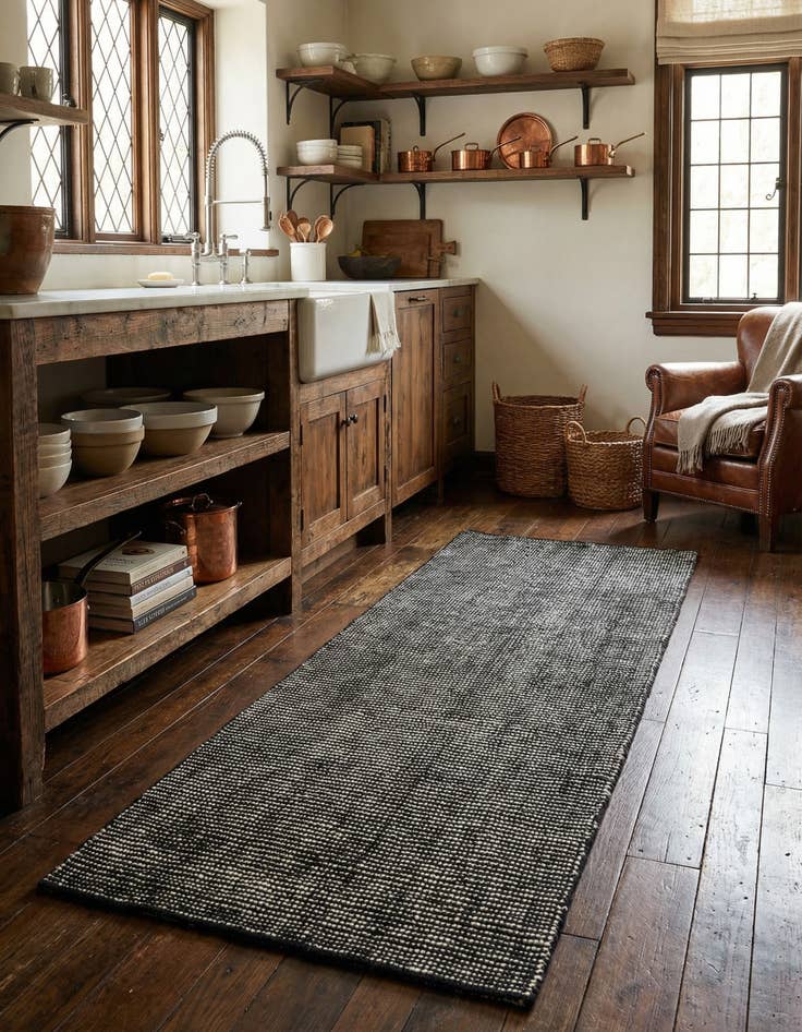 Detail image of 2' x 6' 1  Hand Woven Jill Zarin English Manor Farmhouse Wool Runner Rug