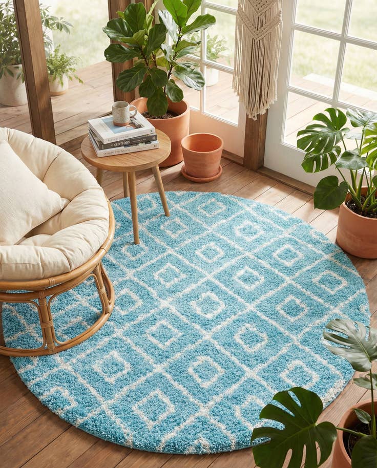 Detail image of 7' 10 x 7' 10 Lattice Shag Round Rug