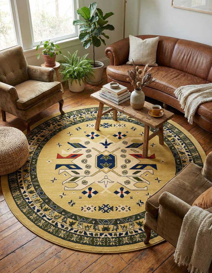 Detail image of 7' 10 x 7' 10 Heris Round Rug