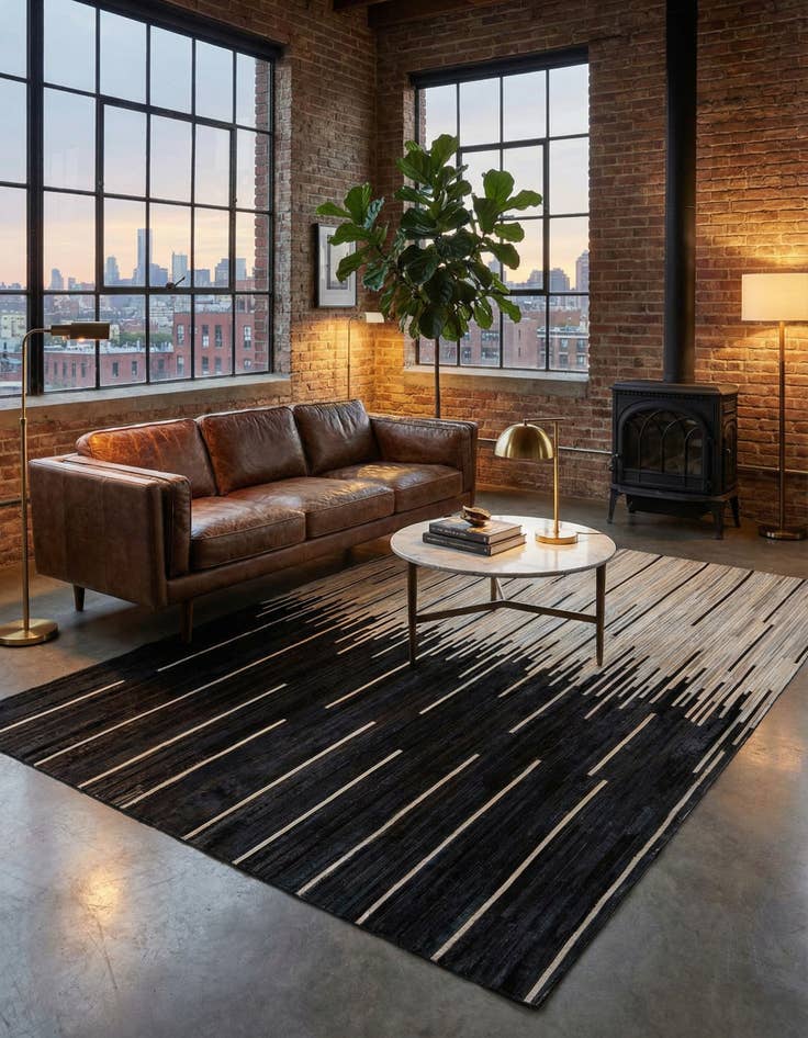 Detail image of 5' 3 x 8' Cowhide Leather Rug