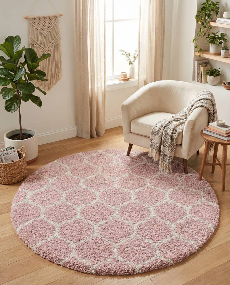 Detailansicht von 185cm x 185cm Trellis Shag Rund Teppich