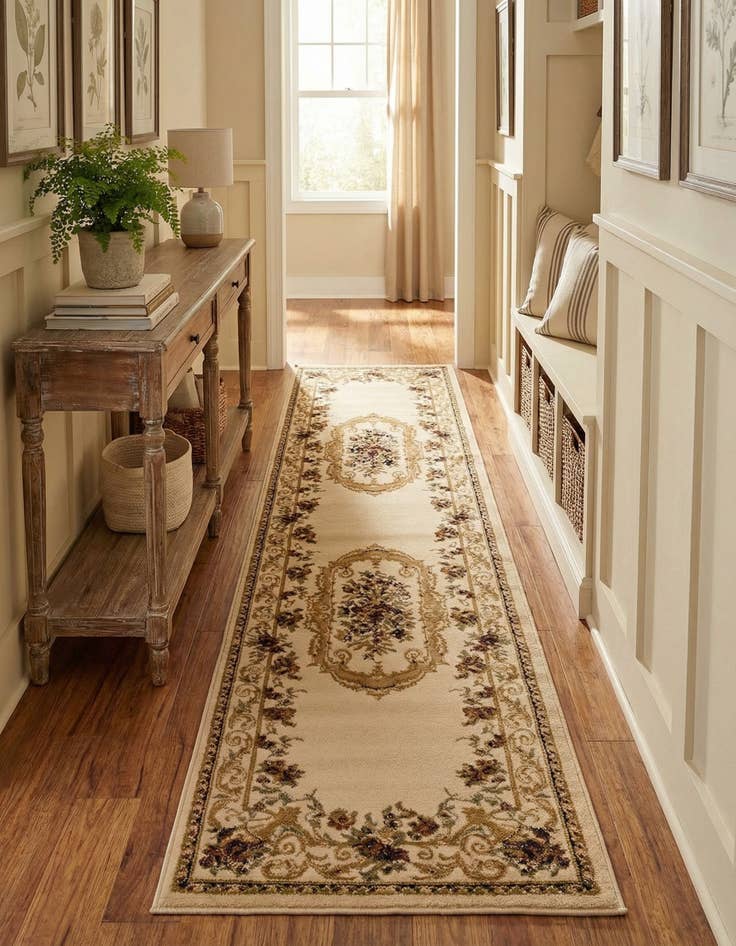 Detail image of 2' 7 x 10' Classic Aubusson Runner Rug