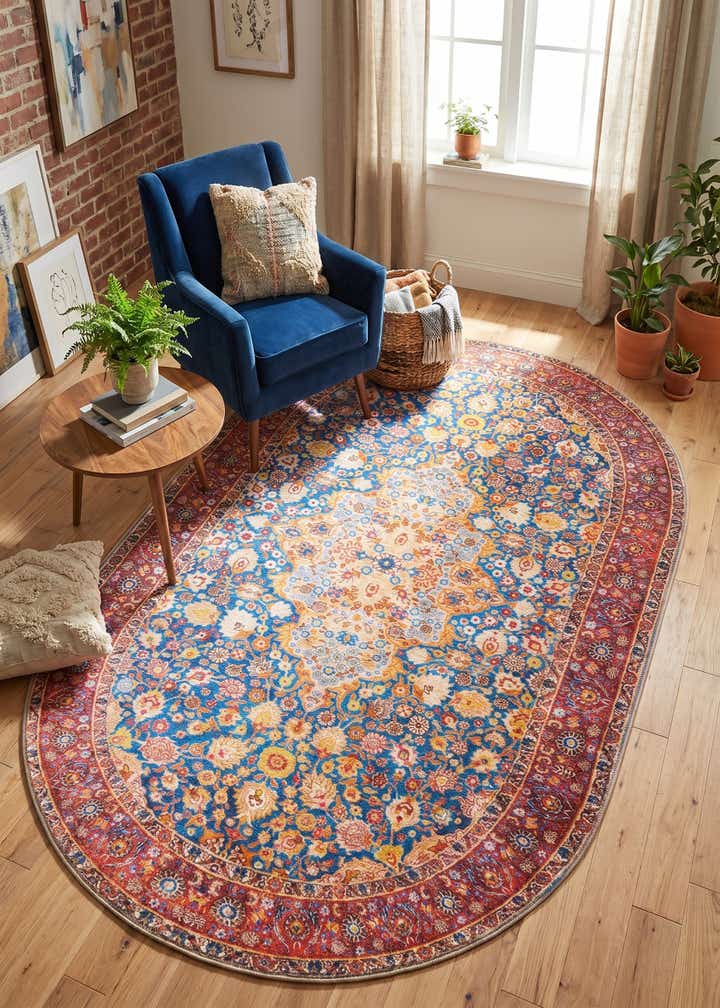 5' x 8' Washable Timeless Oval Rug