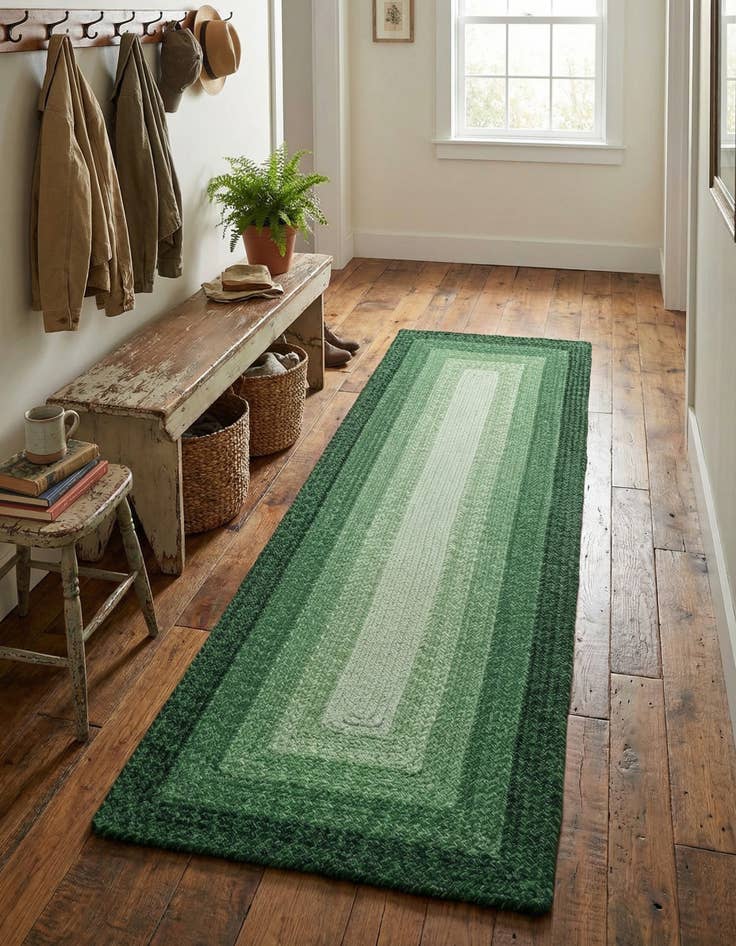 Detail image of 2' x 6' 1 Handmade Hand Braided Wool Runner Rug