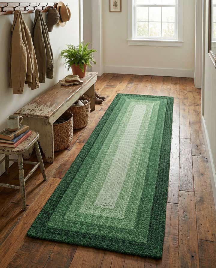 2' x 6' 1 Handmade Hand Braided Wool Runner Rug