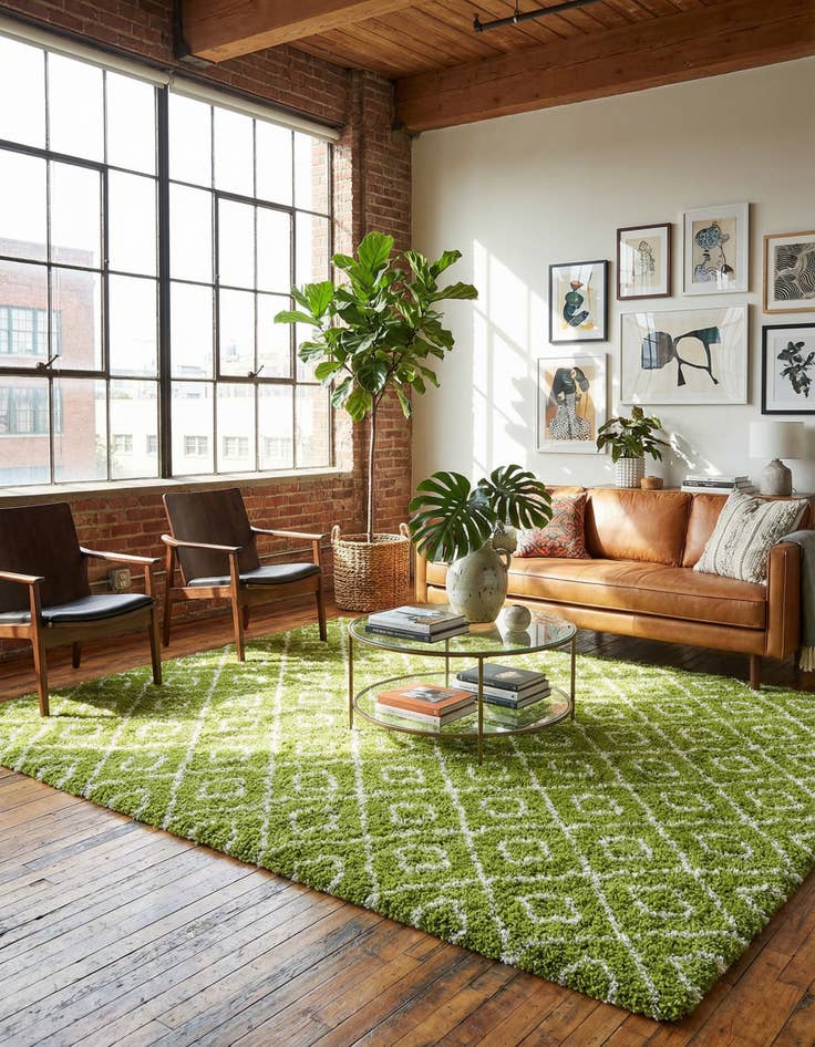 Detail image of  10' 8 x 14' Lattice Shag Rug