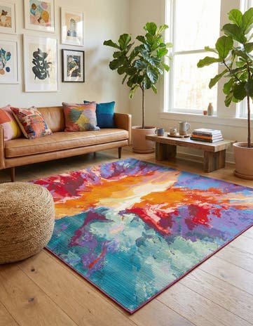 Easy-Clean Modern Indoor / Outdoor Square Rug