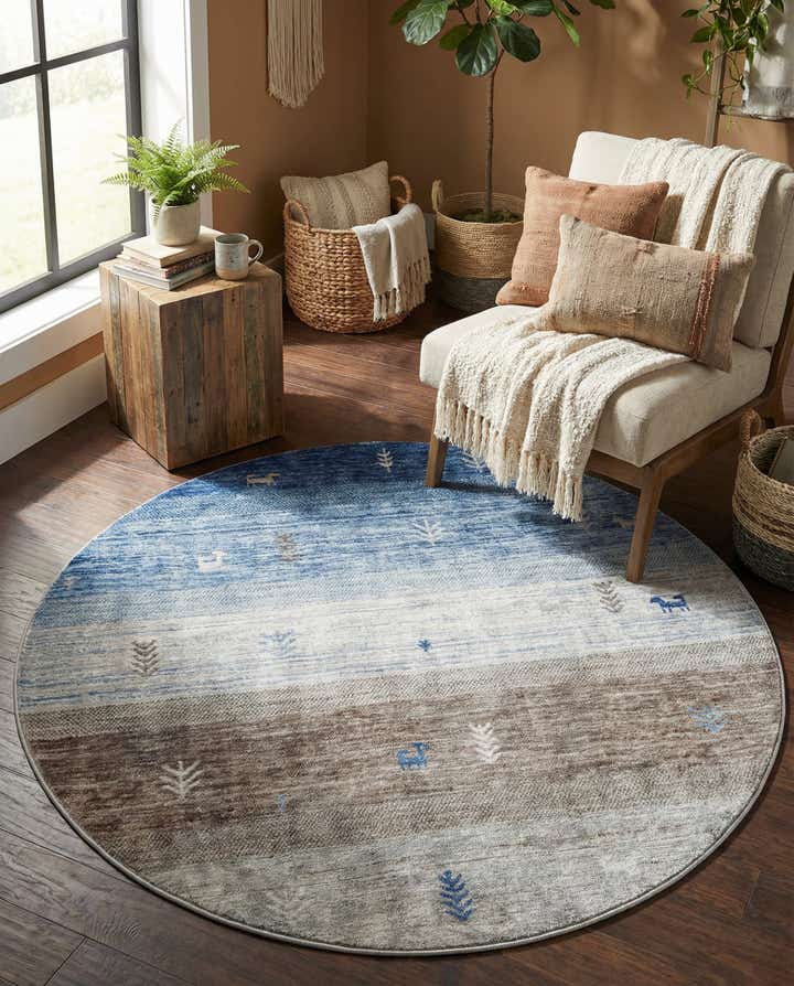 5' 3 x 5' 3 Gabbeh Round Rug