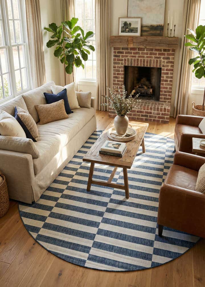10' x 10' Easy-Clean Ribbon Indoor / Outdoor Round Rug