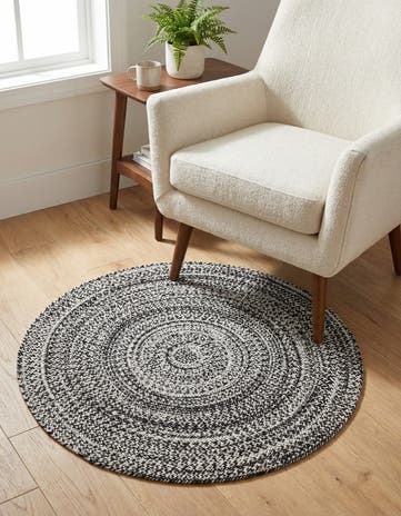 3' 3 x 3' 3 Easy-Clean Eco Verse Washable Indoor / Outdoor Round Rug