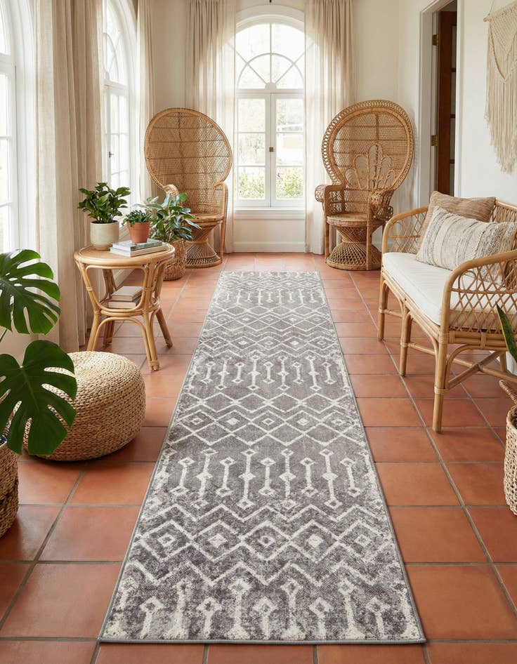 Detail image of 2' 7 x 14' Bohemian Trellis Runner Rug