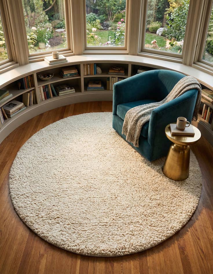 Detail image of 6' 1 x 6' 1 Hand Woven Haka Deluxe Shag Round Rug