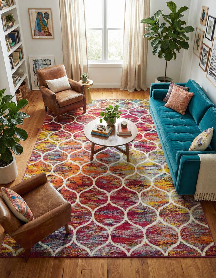 Detail image of 7' 10 x 11' Lattice Frieze Rug