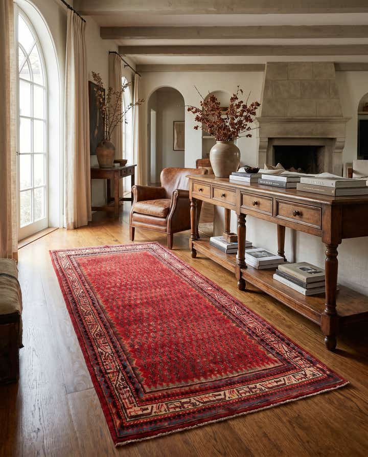 4' 7 x 9' 4 Hand Knotted Botemir Persian Wool Runner Rug