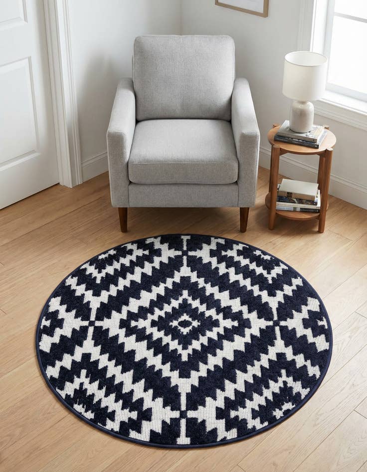 Detail image of 3' x 3'  Washable Sabrina Soto Indoor / Outdoor Round Rug